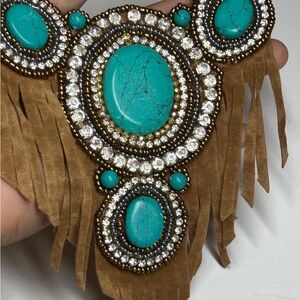 Turquoise and Brown Statement Necklace